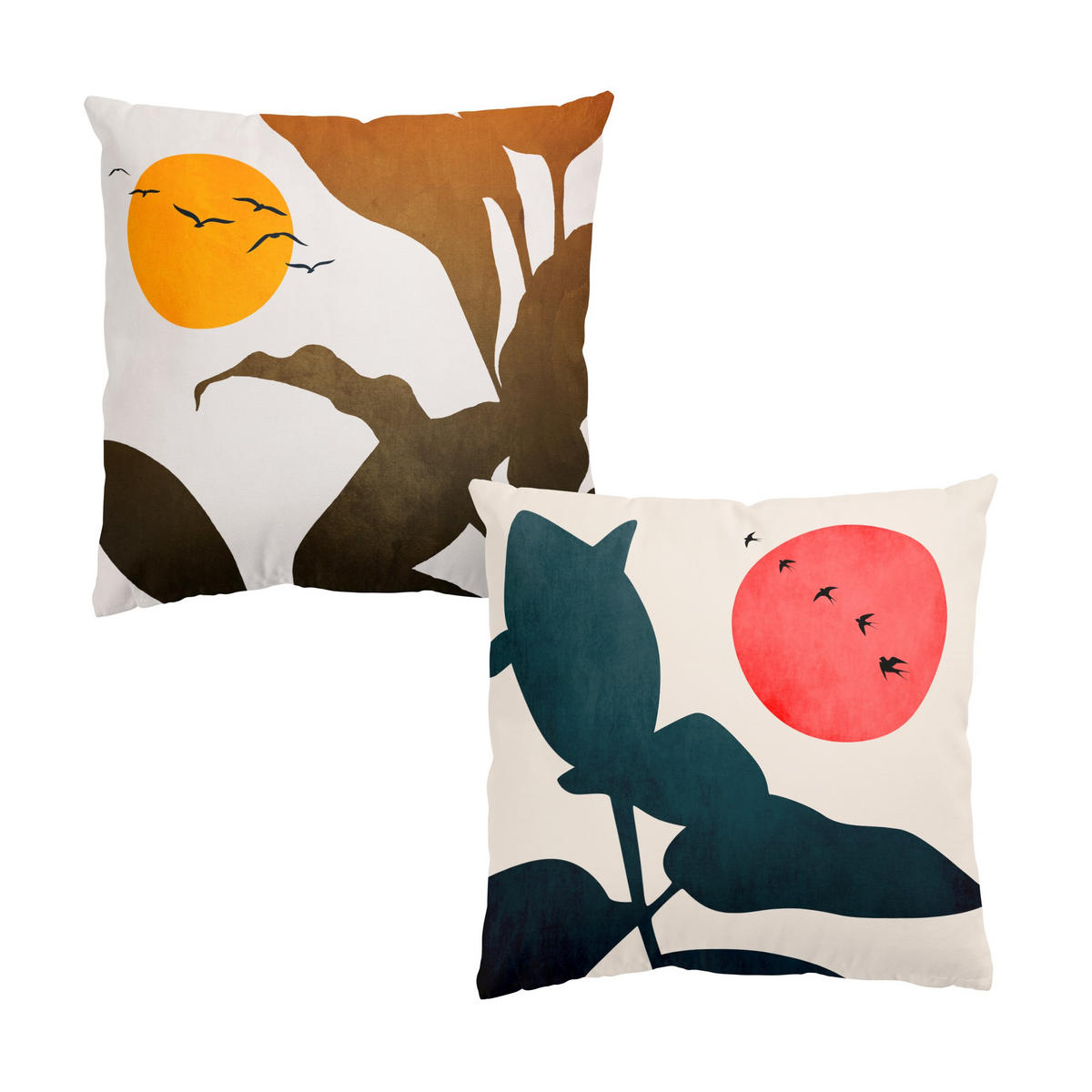 DEKOKISSEN 2er-Set Pflanzenwelt mit Sonne Duo 50/50 cm - Gelb, Textil (50/50cm) - Bilderwelten