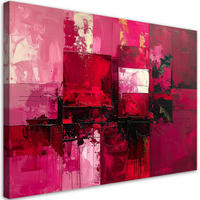 BILD auf Leinwand, Rote strukturierte Abstrakt im Boho Stil - Rosa, Textil (45/30cm) - Feeby