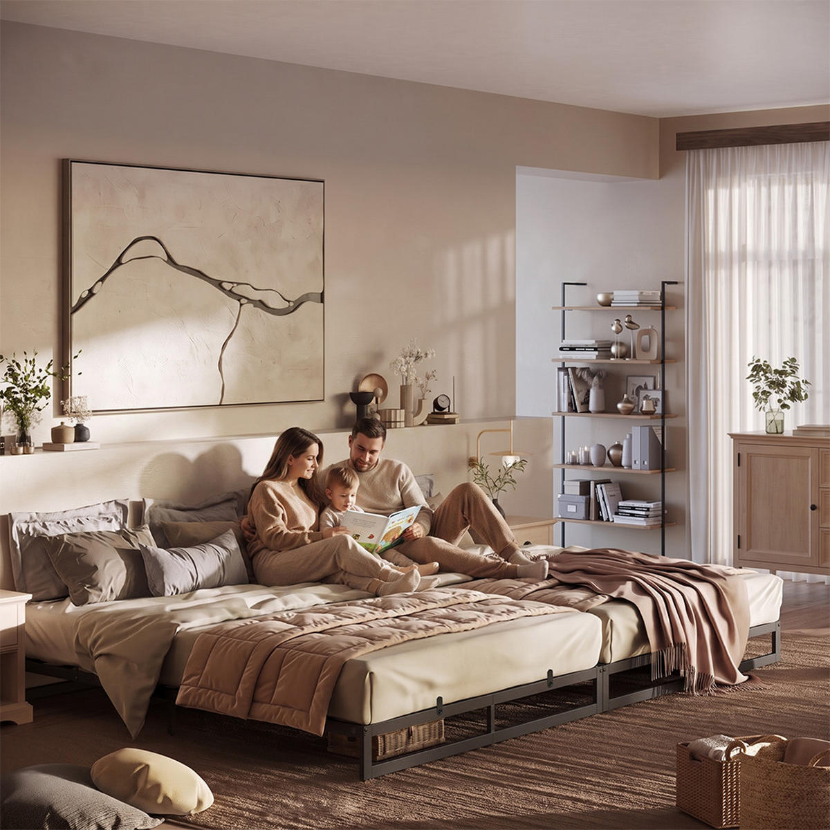FAMILIENBETT Lenora, Schwarz, 280x200 - Schwarz, Metall - VitaliSpa