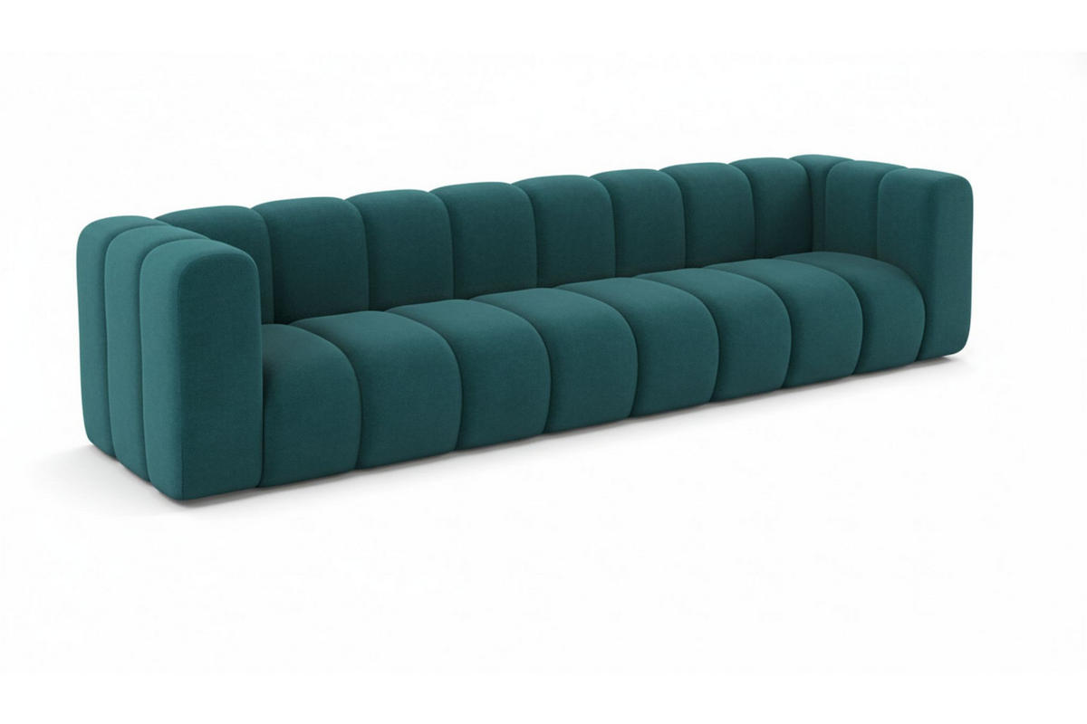 COUCH, Viersitzer-Sofa Grand, Veloursstoff Salvador, Azurblau - Blau, Holz (290/70/93cm) - Kaiser Möbel