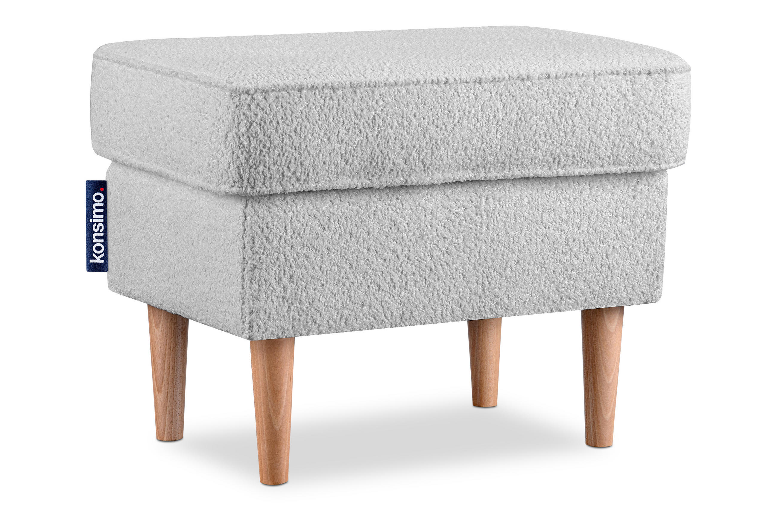 SITZHOCKER STRALIS zeitloses Design hohe Füße, hellgrau - Hellgrau, Textil (41/43/56cm) - KONSIMO®