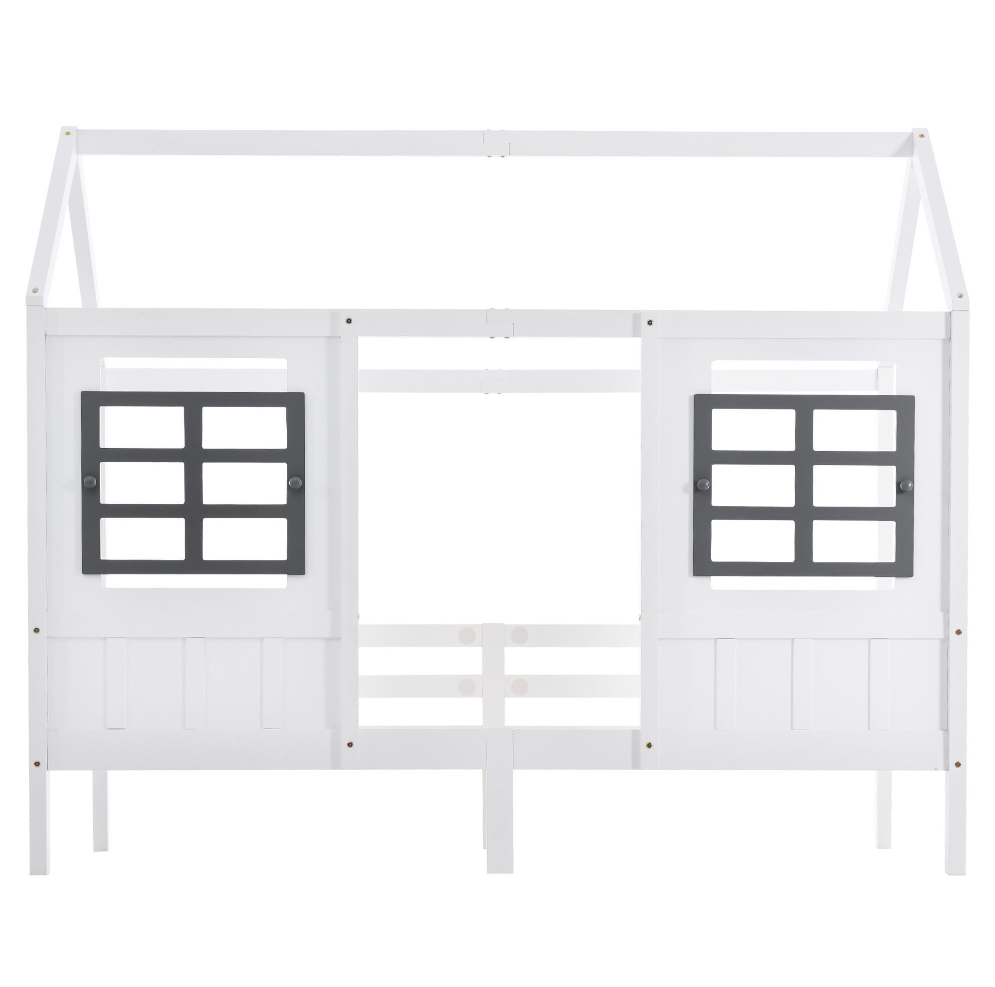 KINDERBETT 200/90 cm Weiß aus Kiefer/MDF mit 2 Fenstern - Weiß, Holz (90/200cm) - OKMYHOME