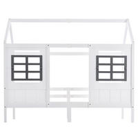 KINDERBETT 200/90 cm Weiß aus Kiefer/MDF mit 2 Fenstern - Weiß, Holz (90/200cm) - OKMYHOME