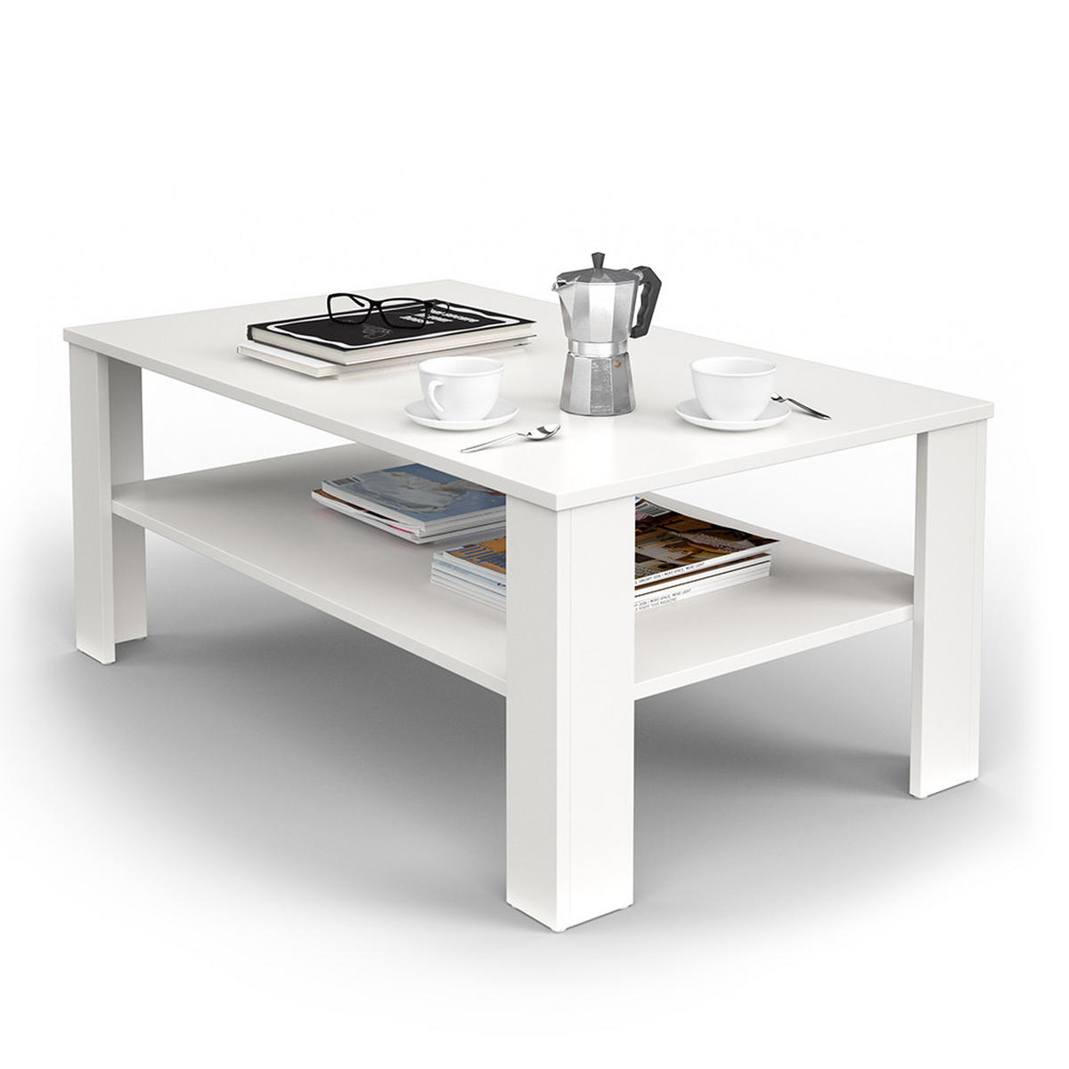 COUCHTISCH Weiß 100 x 60 cm - Weiß, Holzwerkstoff (60/100/42cm) - Vicco
