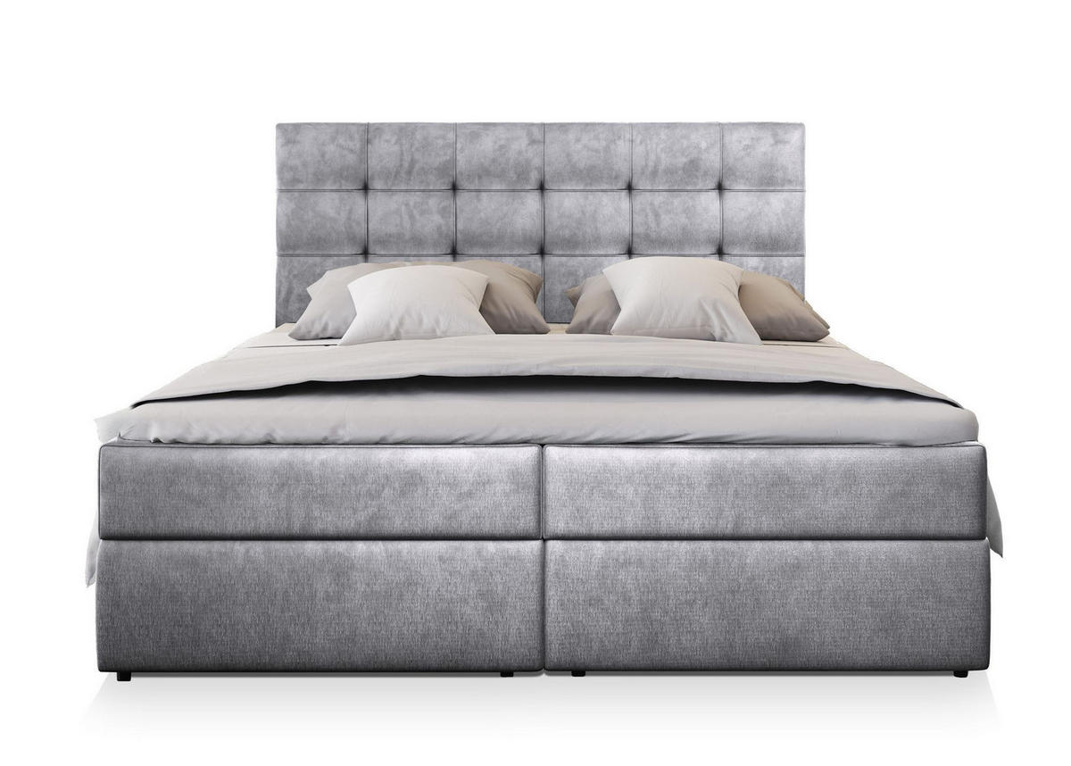 POSTEL BOXSPRING GLOS 180x200 cm, s matrací a úložným prostorem, světle šedá - světle šedá, kompozitní dřevo/textil (180/200cm) - MASSENO
