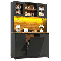 BUFFET 120/180/40 cm Schwarz aus MDF und Metall mit LED-Beleuchtung - Schwarz, Holzwerkstoff (40/180/120cm) - OKMYHOME