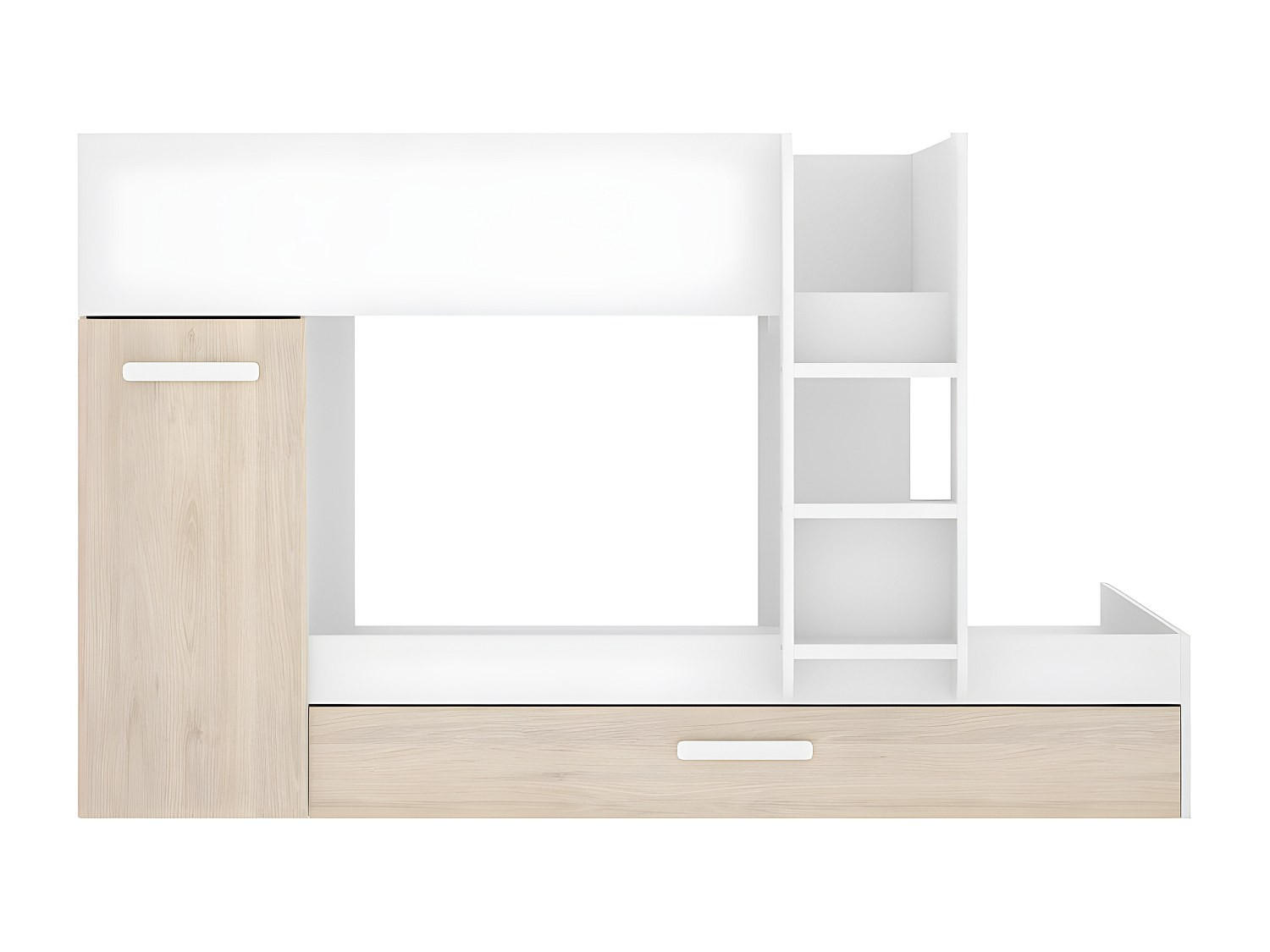 ETAGENBETT - 2 Personen - Holz, Platte - Naturfarben Hell, Weiß - - Naturfarben/Weiß, Holz (90/190cm) - Vente-Unique