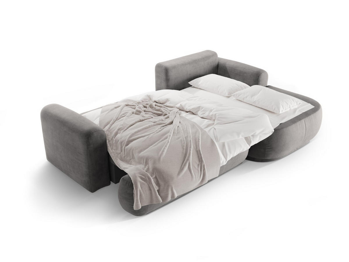 SCHLAFSOFA modular mit Bettkasten rechts Ella aus Samt grau 5 Sitzplätze - Grau, Textil (174/271cm) - Micadoni
