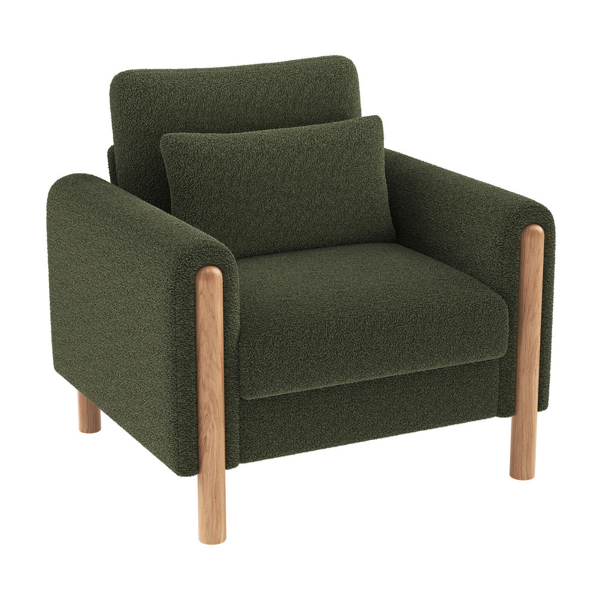 SESSEL 87/83/88,5 cm in Grün aus Teddy-Stoff mit dickem Sitzkissen - Grün, Textil (83/88.5/87cm) - Flora Grace