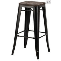 BARHOCKER 4er-Set Holz Schwarz - Schwarz, Holz (43/75/43cm) - Nordlys