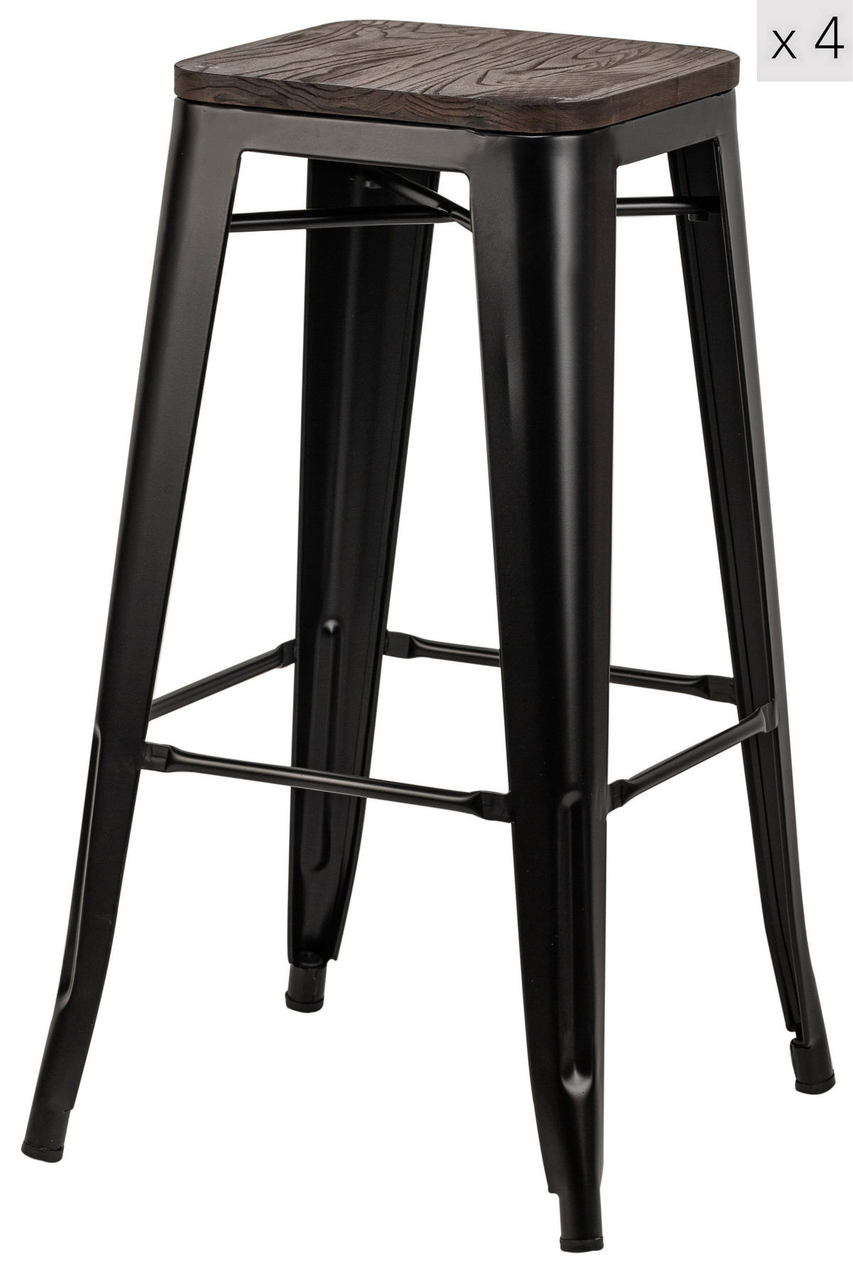 BARHOCKER 4er-Set Holz Schwarz - Schwarz, Holz (43/75/43cm) - Nordlys