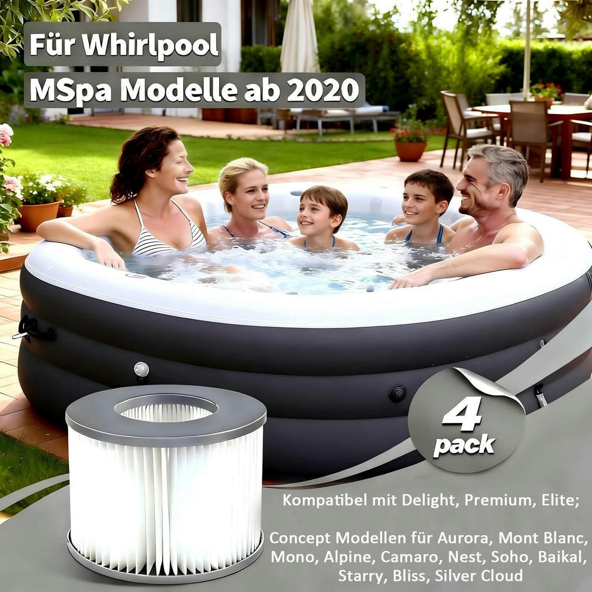 ERSATZFILTER 4er Set für Whirlpool ab 2020 - Weiß, Kunststoff (22/7/22cm)
