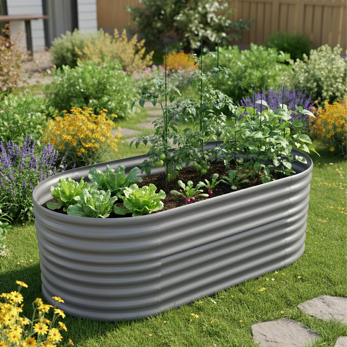 HOCHBEET - Grau, Metall (80/160/80cm) - Relaxdays