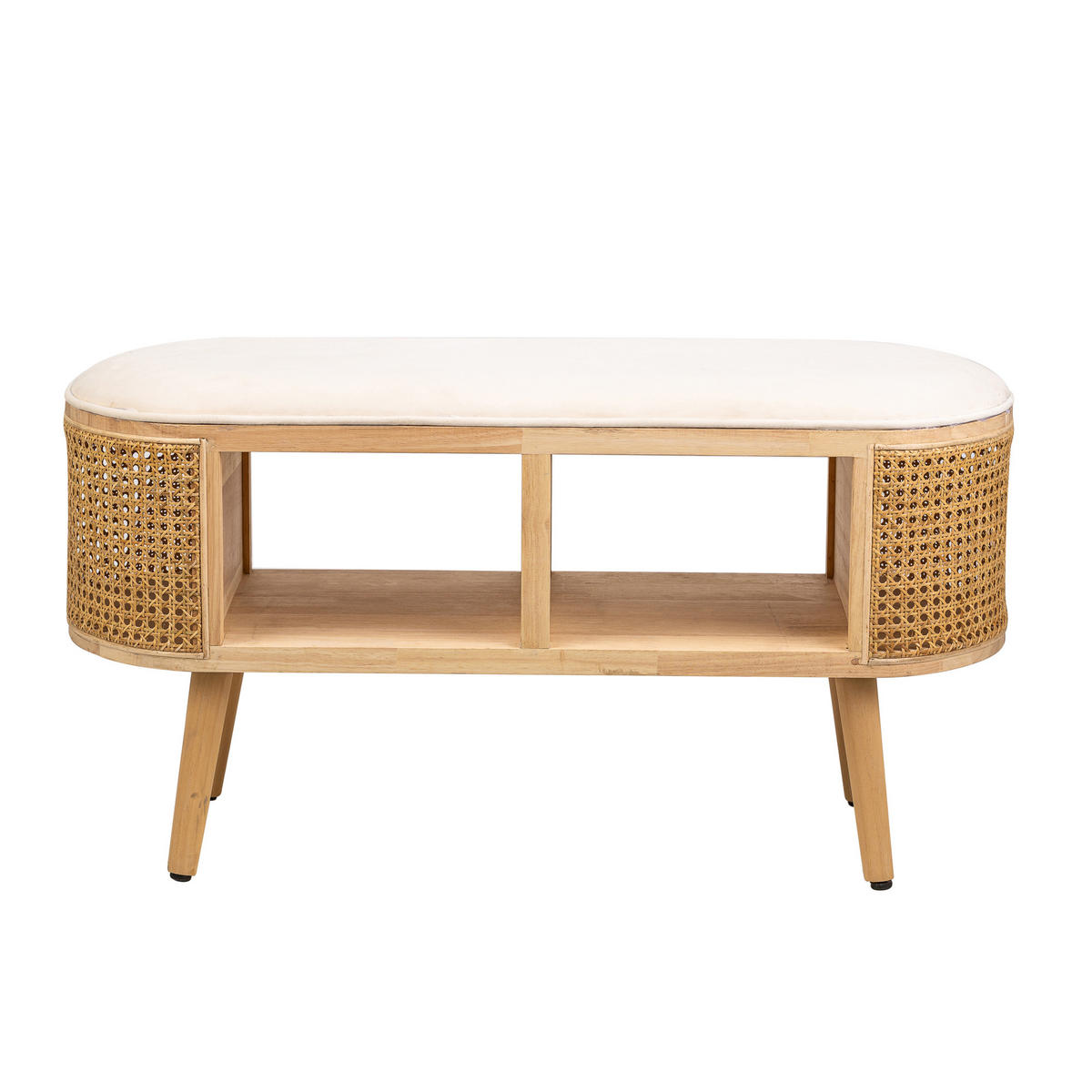 SITZBANK Rattan Beige - Beige, Holz (90/45.5/35cm) - Nordlys