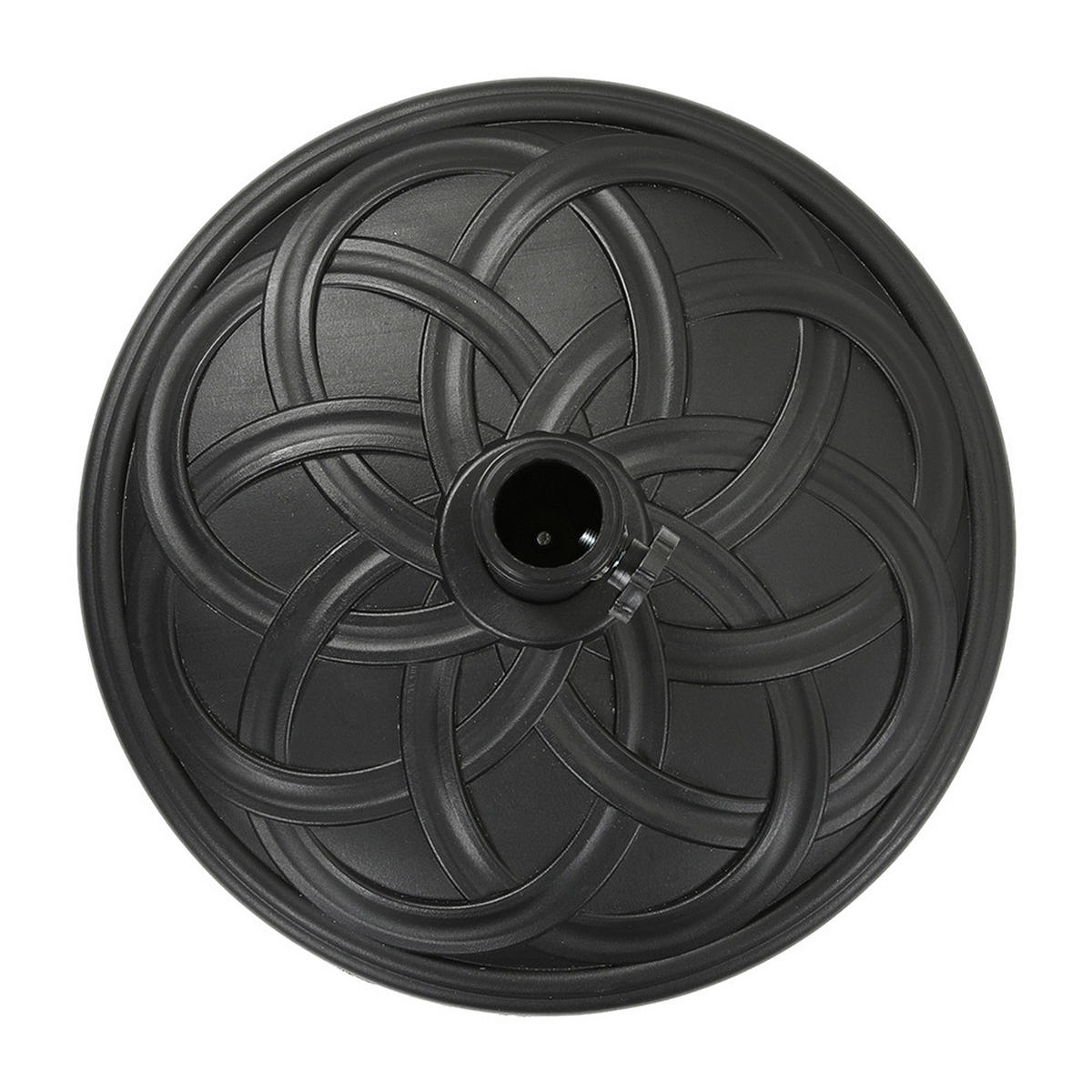 SONNENSCHIRMSTÄNDER Sonnenschirmfuß aus PE + Concrete Stahl in Rattanoptik Schwarz wetterfest und standfest ohne Befüllen Ø45 × 29,5 cm 20 kg - Schwarz, Metall (57/51cm) - Livingandhome