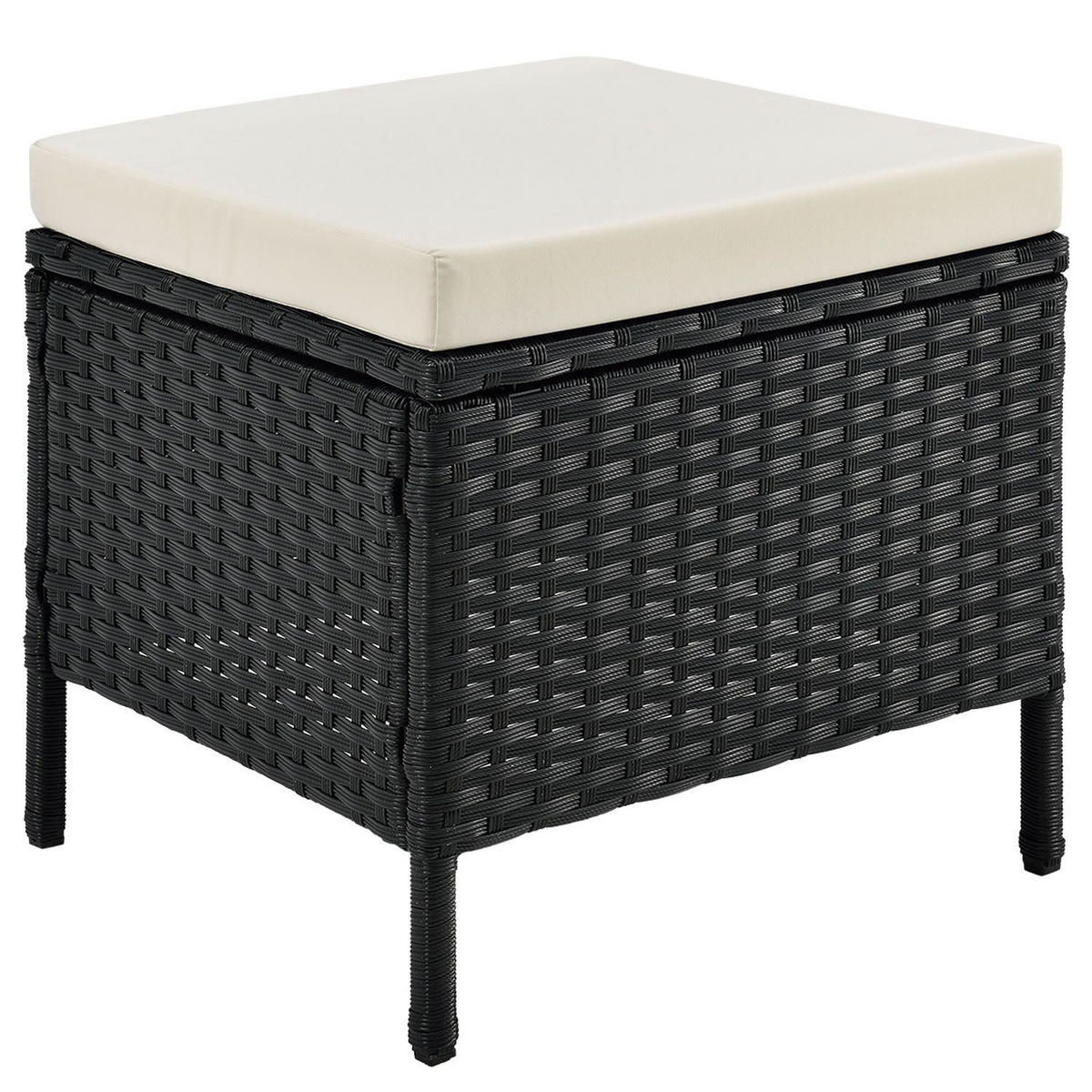 LOUNGEGARNITUR Manacor schwarz,creme - Creme/Schwarz, Kunststoff/Metall - Juskys