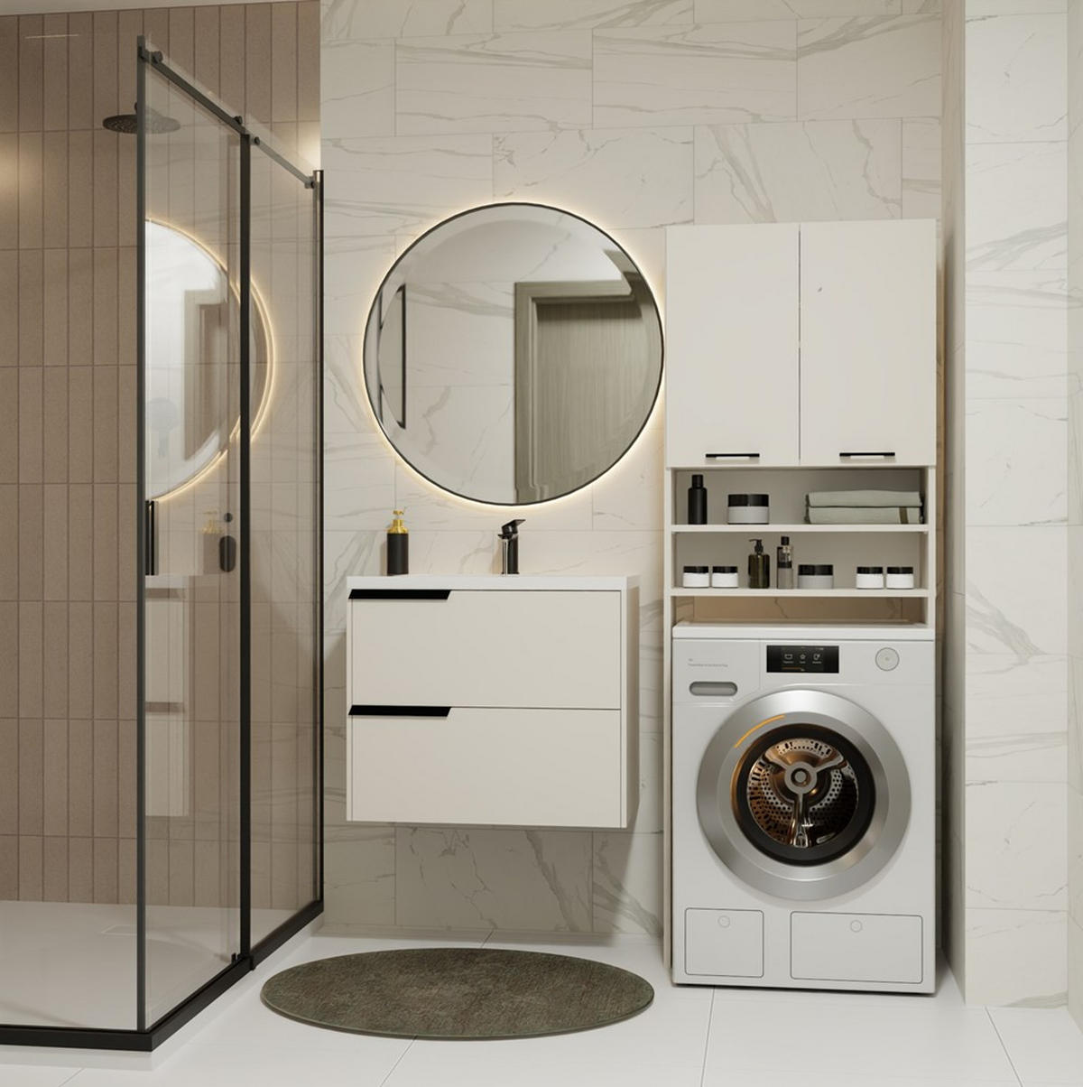 WASCHMASCHINENUMBAUSCHRANK C1 Kaszmir 64/180/30 - Kaschmir, Holzwerkstoff (64/180/30cm) - RAUMHIRSCH FURNITURE