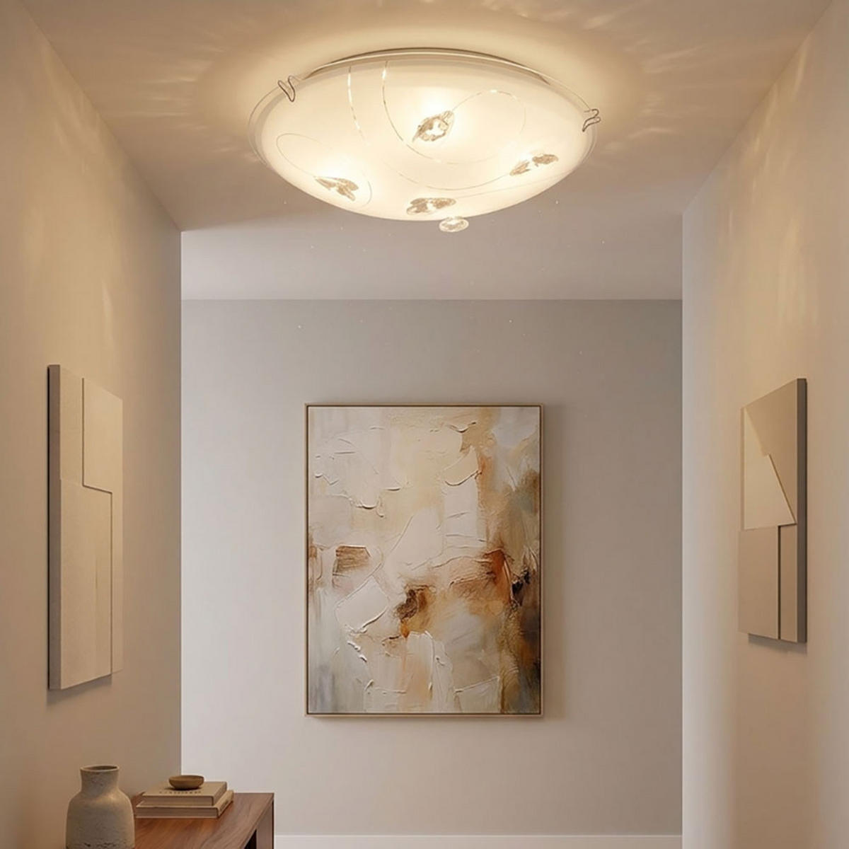 LED DECKENLEUCHTE INKA Weiß Opal 2er Set - Weiß, Glas (25/25/7.5cm) - Globo Lighting