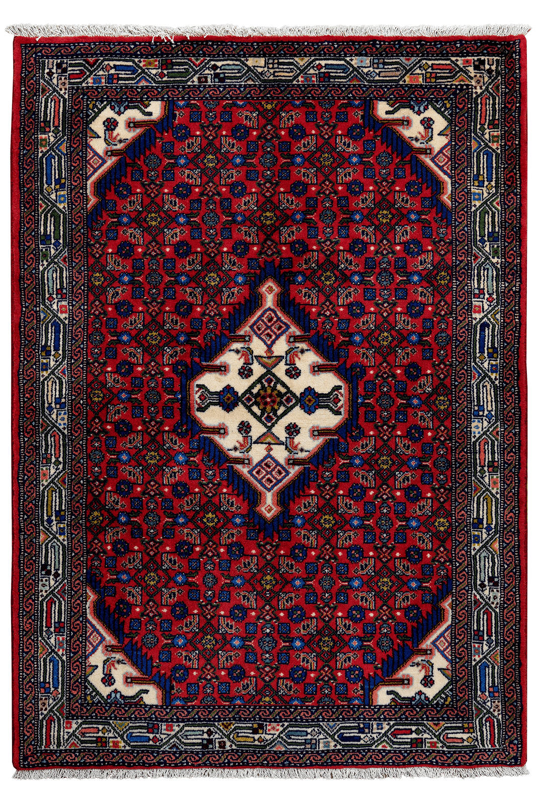 ORIENTTEPPICH handgeknüpft Assadabad Rot 152/106 cm Schurwolle - Rot, Textil (106/152cm) - Looma