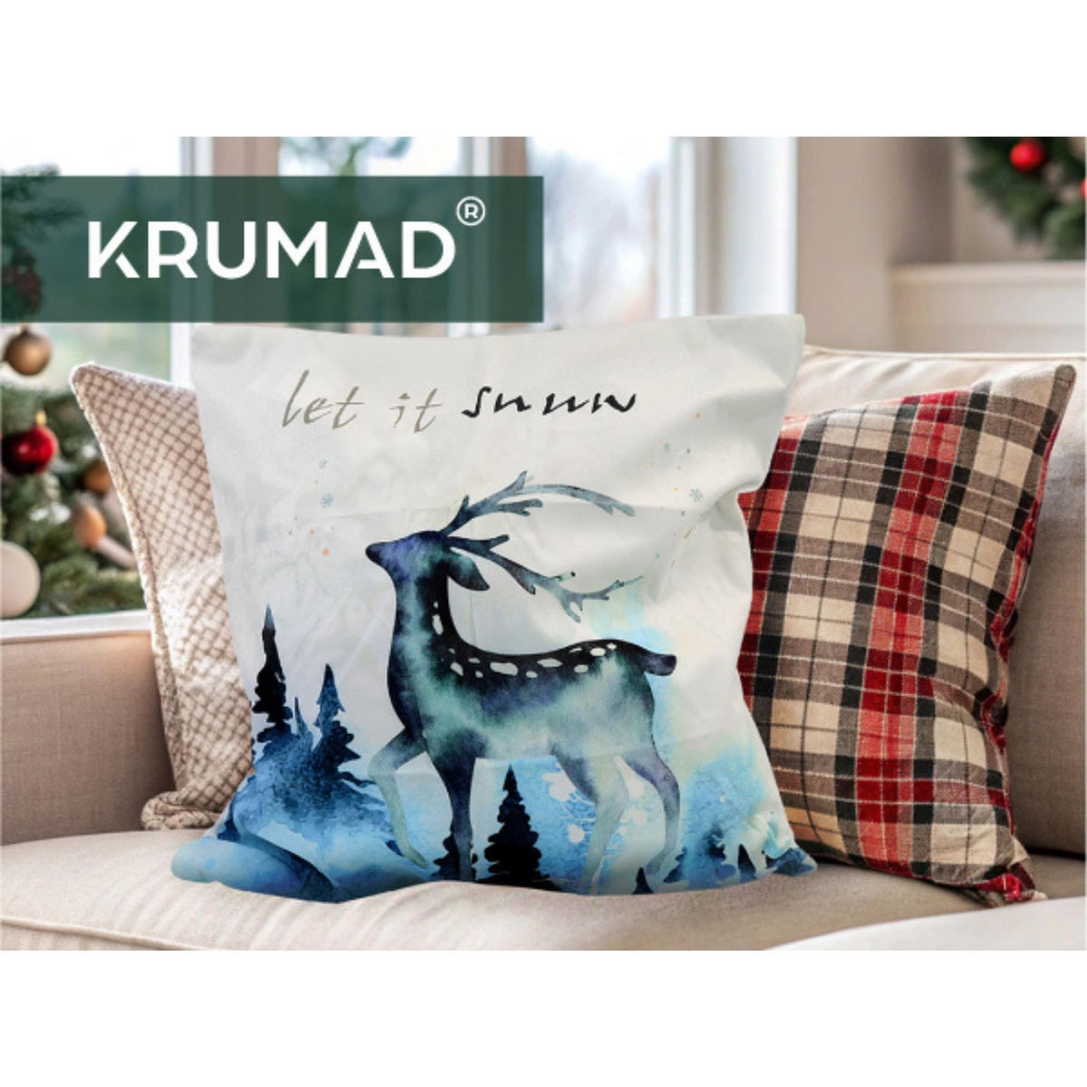 KISSENBEZUG Weihnachts Dekokissenbezug 44x44cm - Weiß Hochglanz, Textil (45/45cm) - KRUMAD