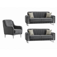 SITZGARNITUR Kochi, Grau Stellvariante 2+2+1 - Grau, Holzwerkstoff/Metall (178/85/95cm)