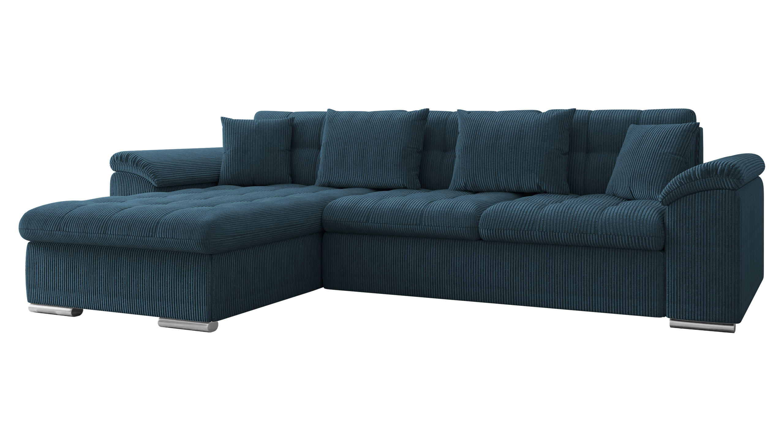 ECKSOFA Diana Cord, Seite: Links - Dunkelblau, Holz/Textil (280/160cm) - MIRJAN24
