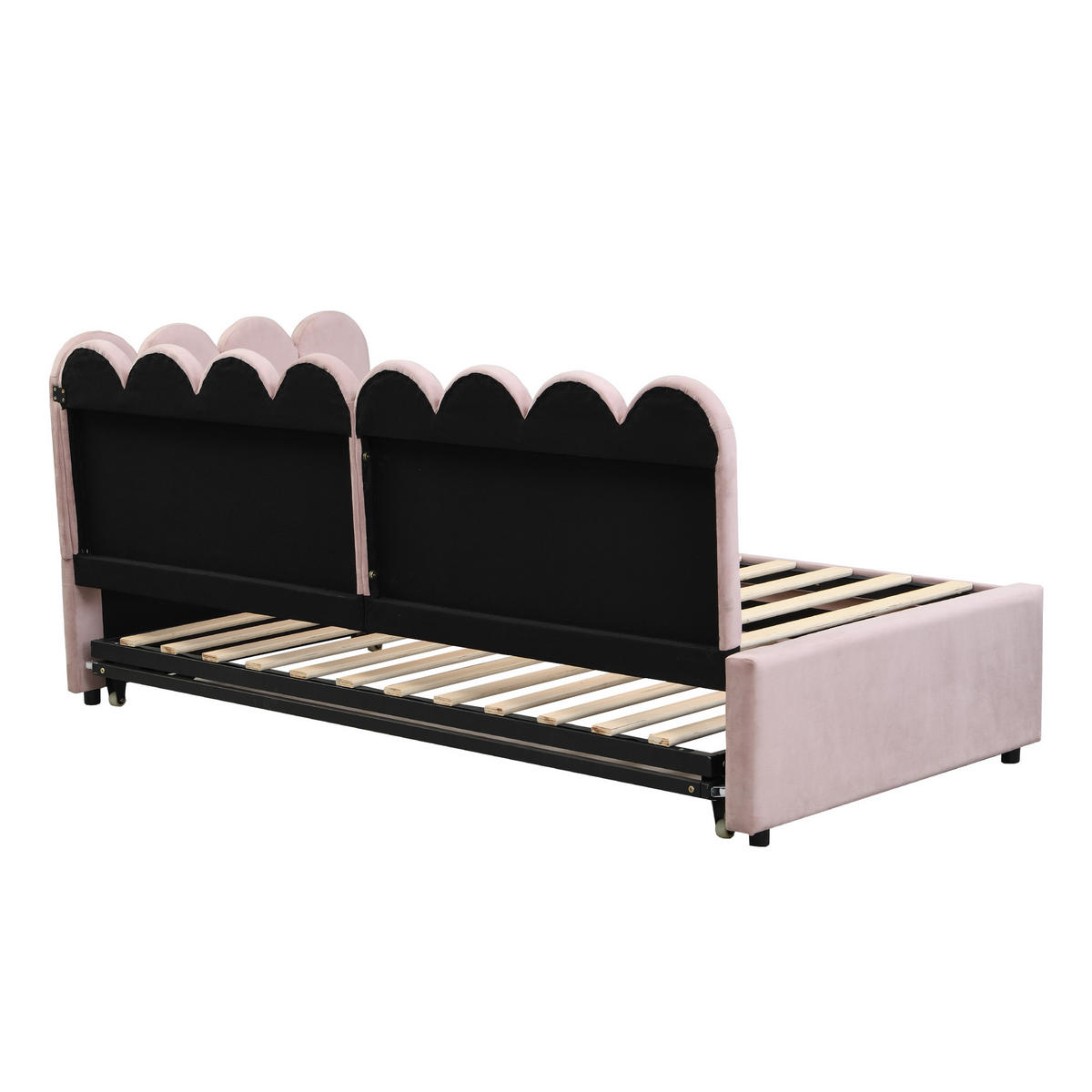 POLSTERBETT aus Samt 90x200 cm in Rosa mit Ausziehbett - Rosa, Textil (90/200cm) - Modfu