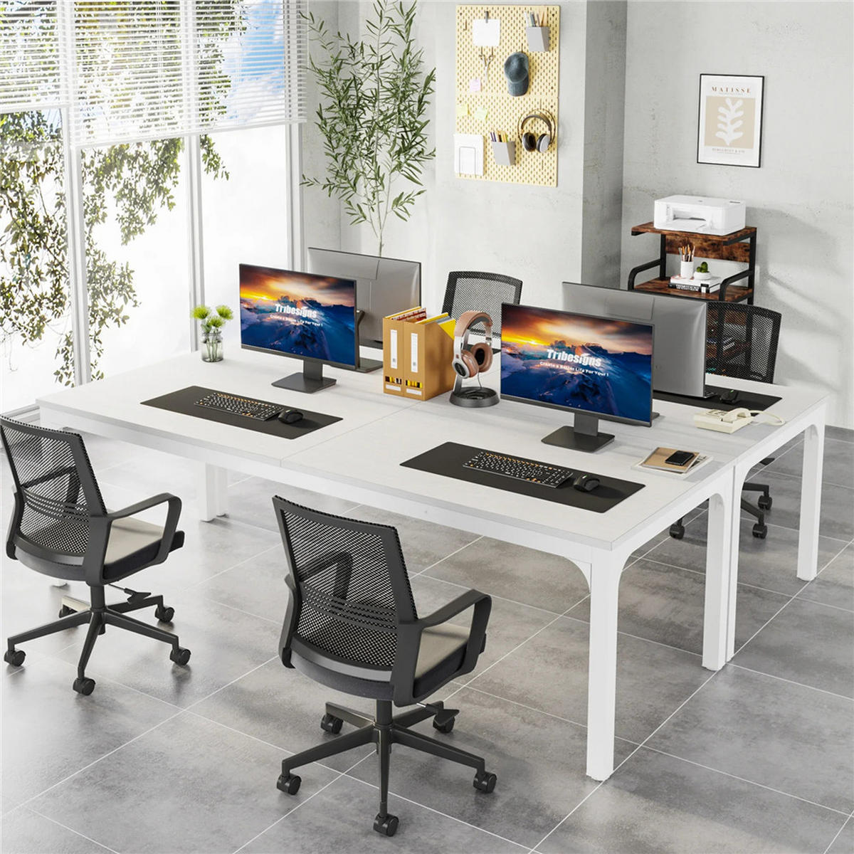 SCHREIBTISCH 200/70/75 cm 2-Personen Computertisch Weiß - Weiß, Metall (180/70/75cm) - Kaket