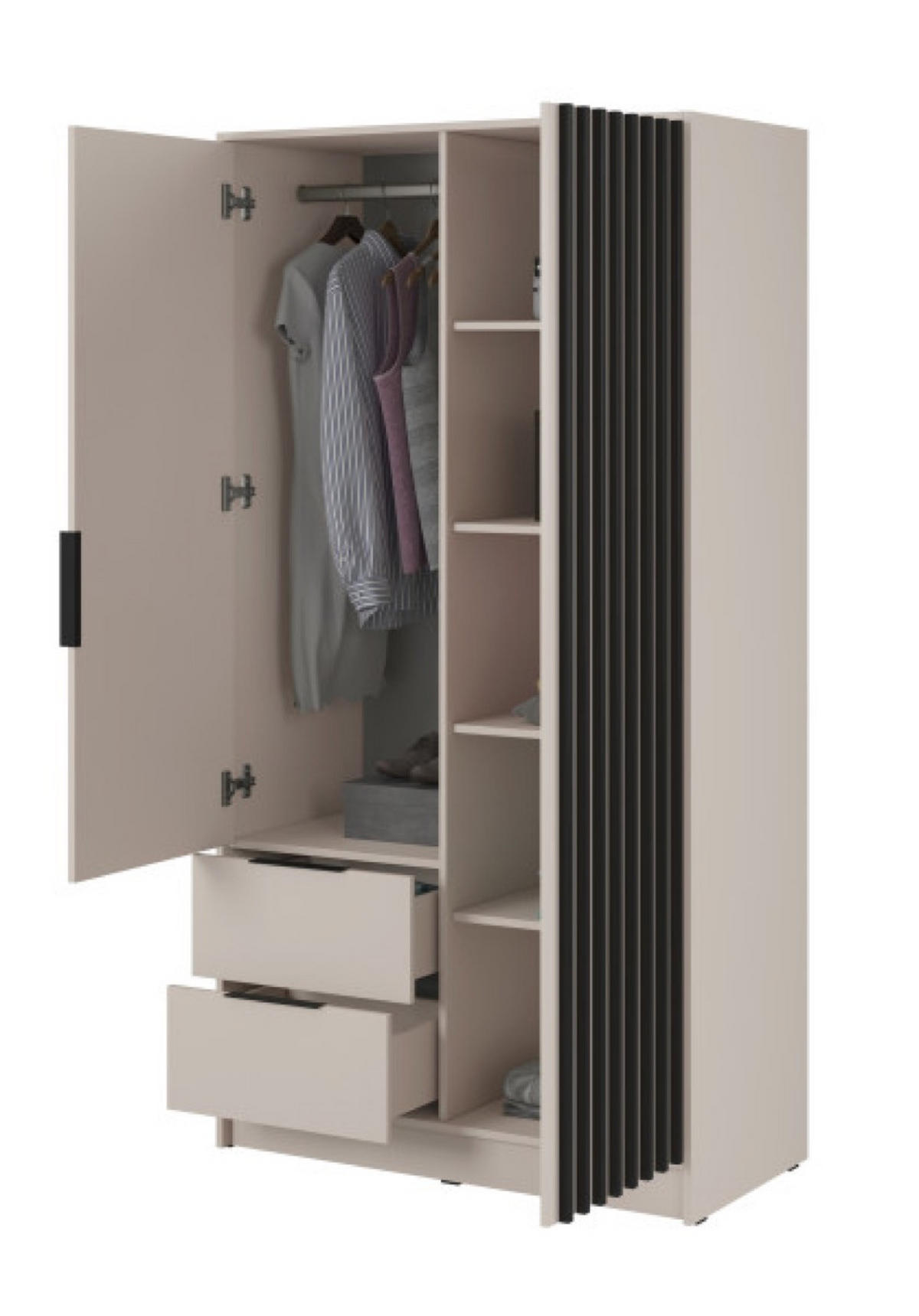 SCHRANK Kaschmir KELLY Zweitürig Mit Lamellen 105 cm - Kaschmir, Holzwerkstoff (105/200/51cm) - Sepro Meble