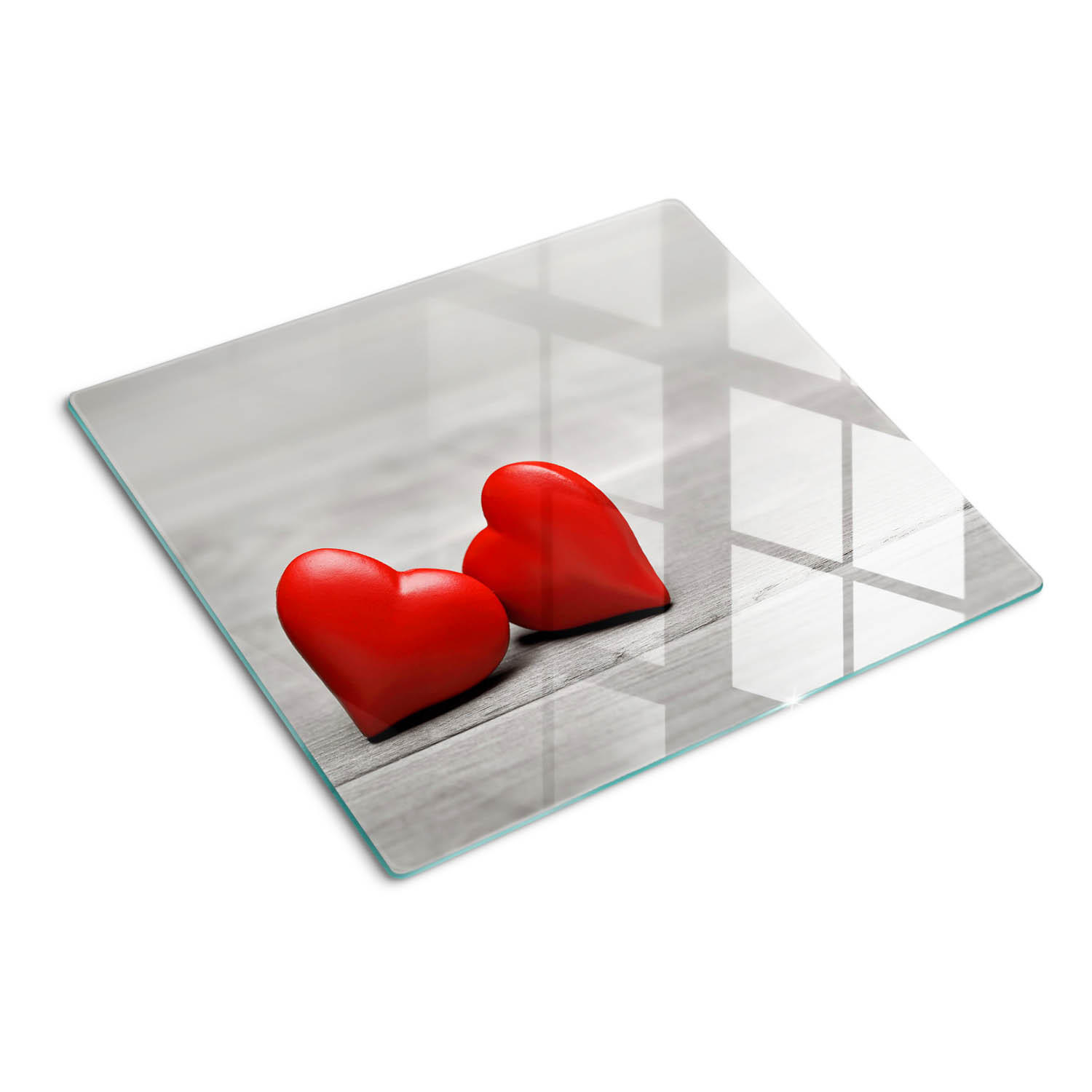 GLASPLATTE 60x52 cm Herzen Holz - Rot, Glas (60/0.4/52cm) - TULUP