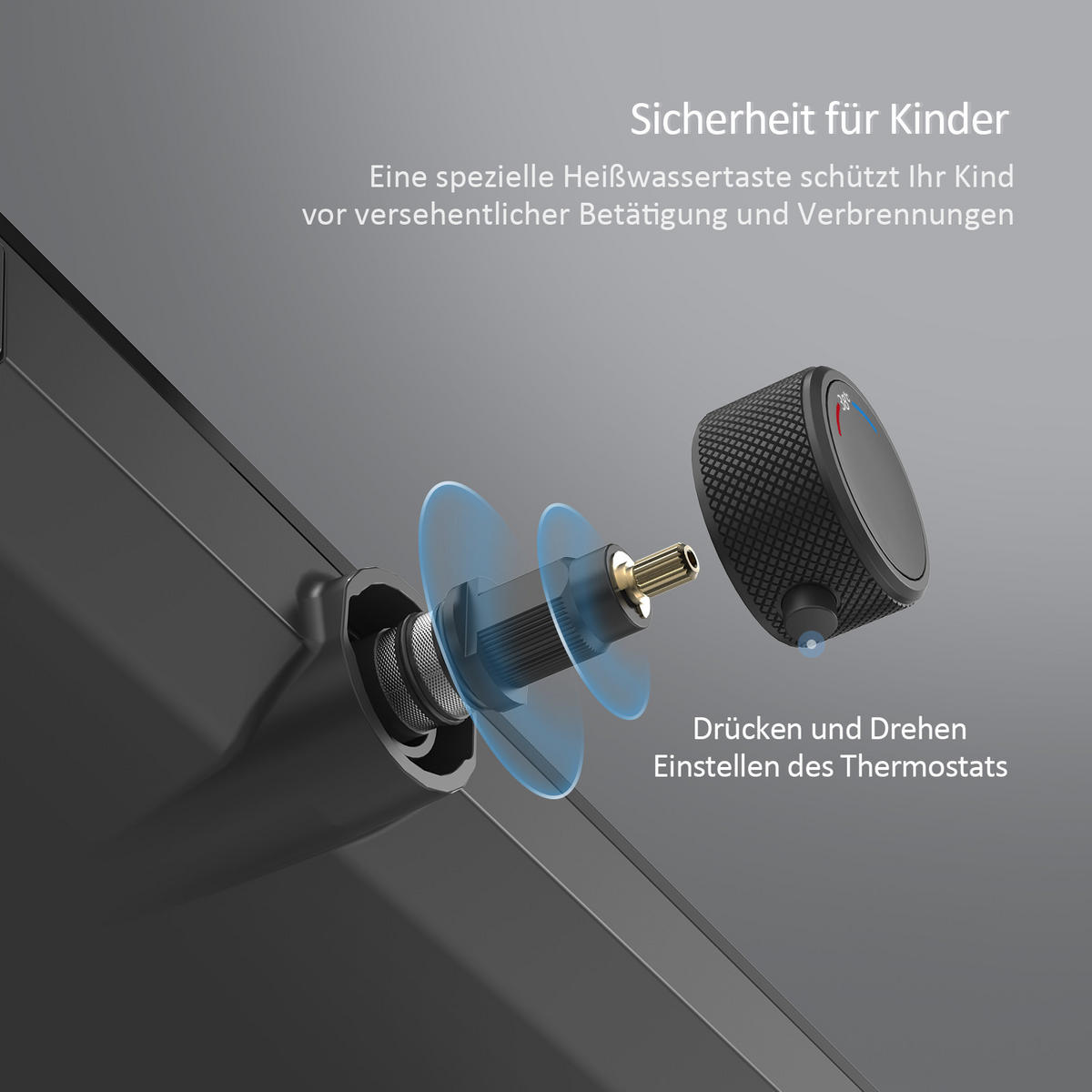 ÜBERKOPFBRAUSESET mit Großer Ablagefläche Brausethermostat Schwarz - Schwarz, Metall (66.5/198.6/71.1cm) - EMKE