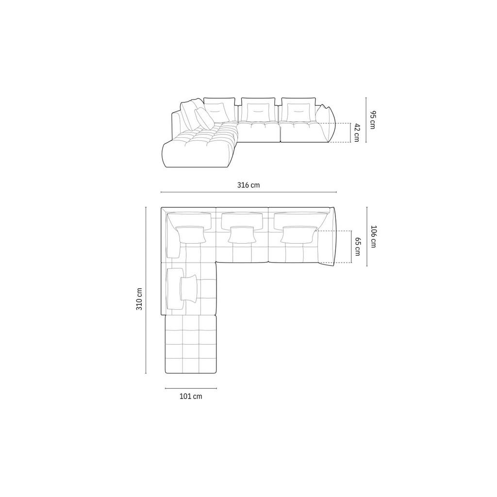 Thumbnail - Micadoni Modulares-Ecksofa, Silber, Textil, 4-Sitzer, L-Form, 316x310 cm, Hergestellt in Europa, Oeko-Tex®, Wohnzimmer, ...