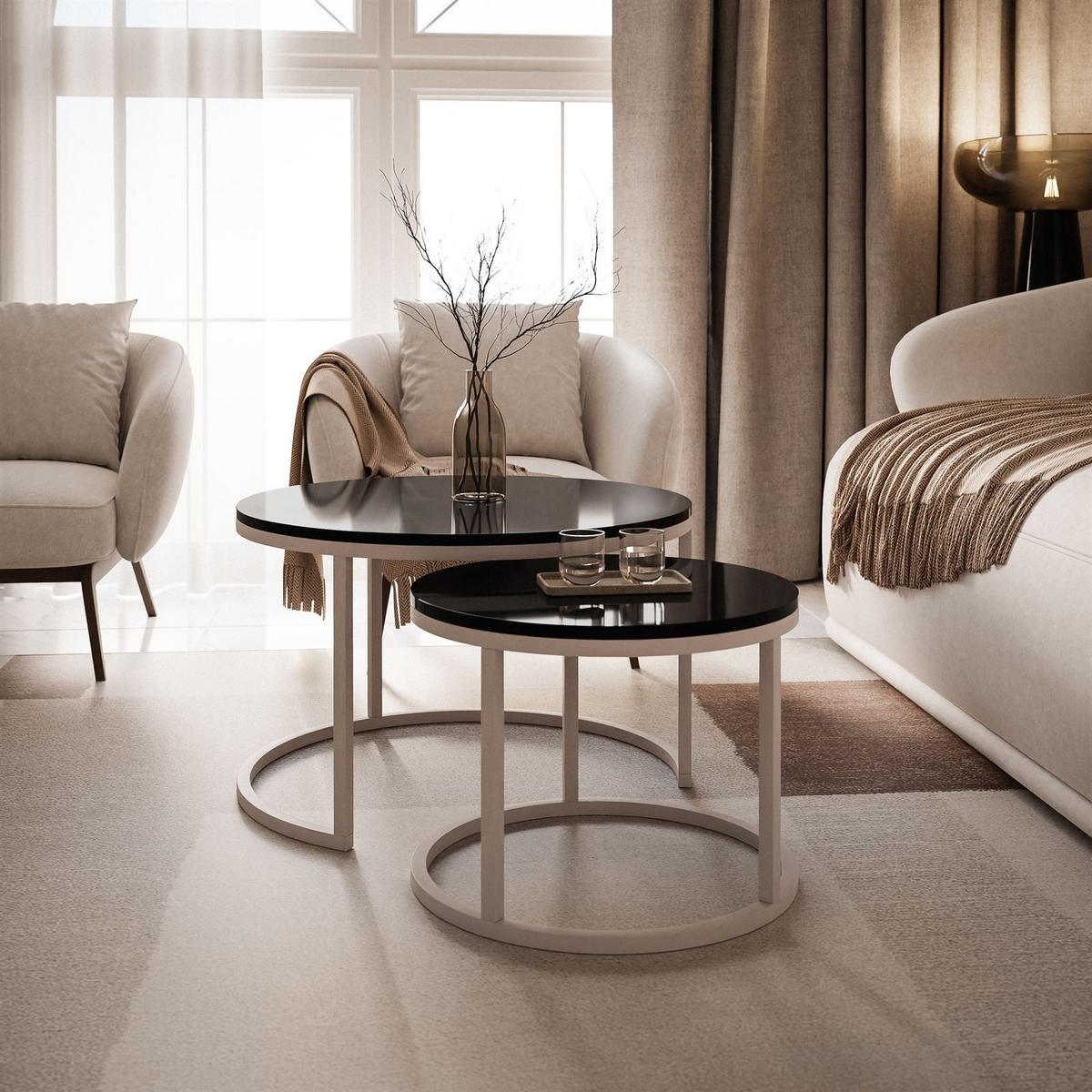 COUCHTISCH CIRI 2-in-1 KASCHMIR - Beige, Holzwerkstoff (70/70/48cm) - Lookway