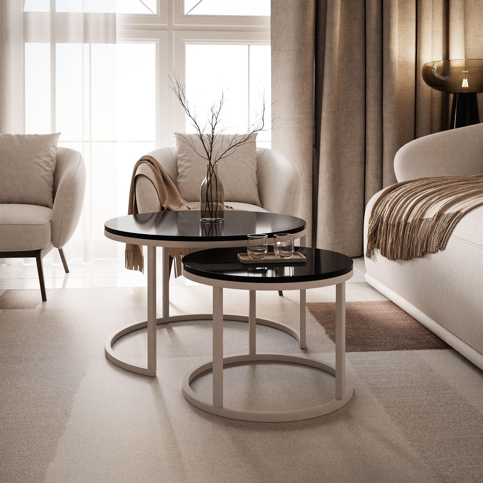 Thumbnail - Lookway Couchtisch, Beige, Holzwerkstoff, Rund, 70x48x70 cm, Wohnzimmer, Wohnzimmertische, Couchtische