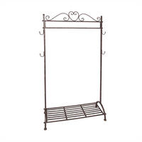 KLEIDERSTÄNDER NOSTALGIE Eisen, freistehend mit Schuhablage antik-braun - Braun, Metall (81/158/36cm) - DESIGN DELIGHTS