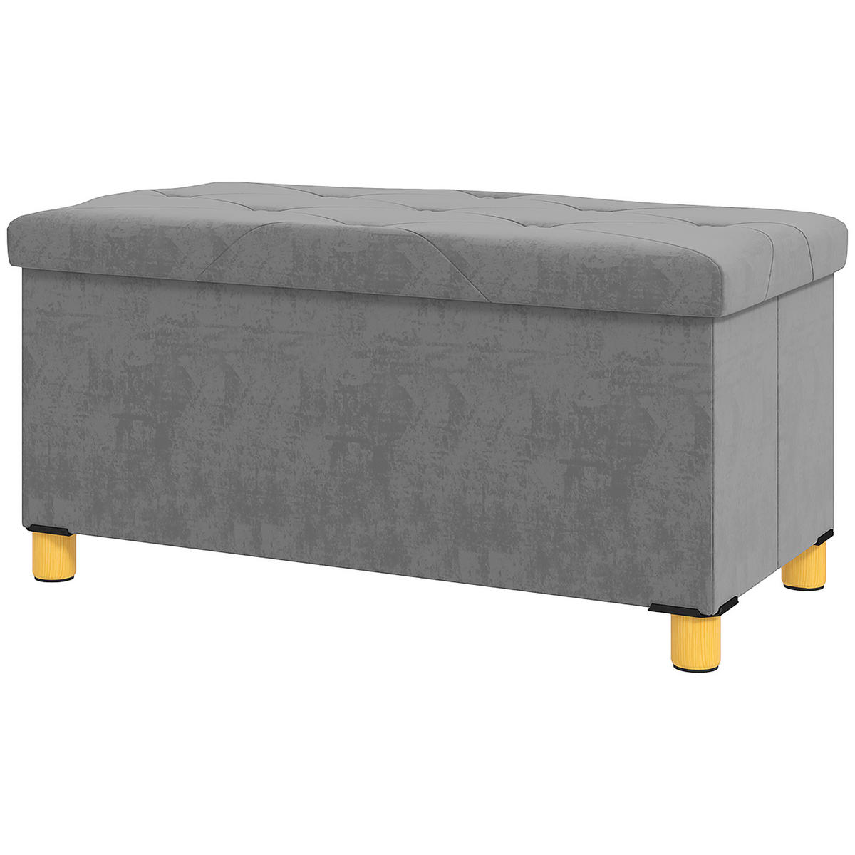 TRUHENBANK DE-16388 klappbar mit Stauraum und Knopfheftung Grau - Grau, Textil (76/38/38cm) - ComfortXL
