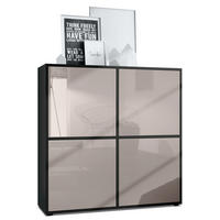 HIGHBOARD Cuba Türen in Sandgrau Hochglanz - Sandfarben, Holzwerkstoff (104/105.5/35.5cm) - Vladon