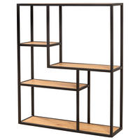 WANDREGAL SLIM LINE Schichtholz Natur 90 cm - Schwarz/Braun, Holzwerkstoff/Metall (75/91/20cm) - riess-ambiente