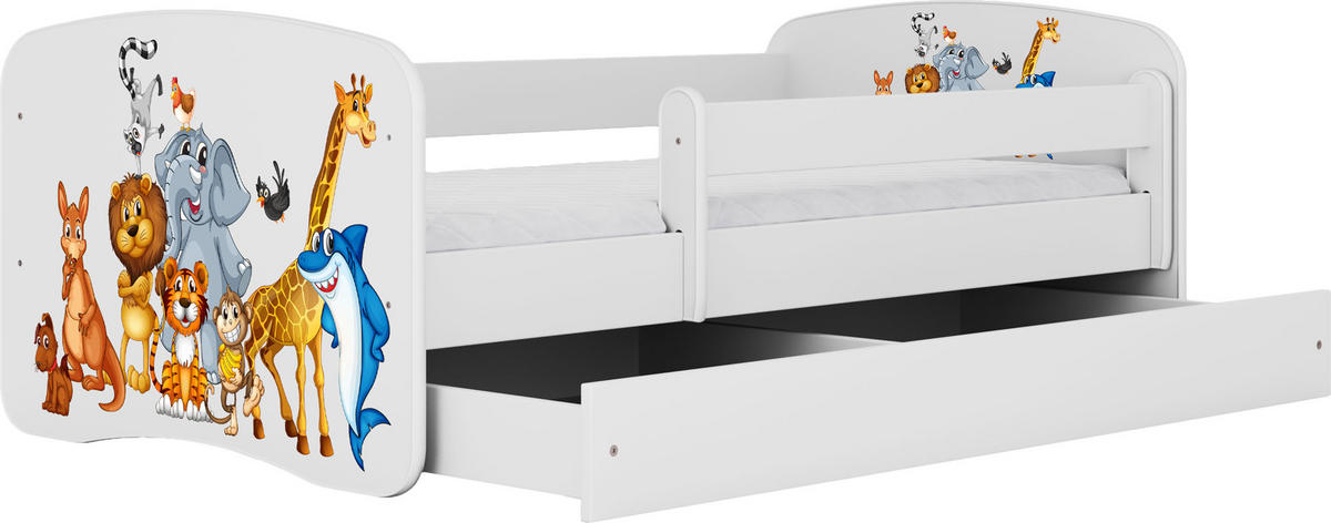 KINDERBETT Emily mit Schublade und Matratze, Weiß 70x140 cm - Weiß/Braun, Holzwerkstoff (140/70cm) - WFL GROUP