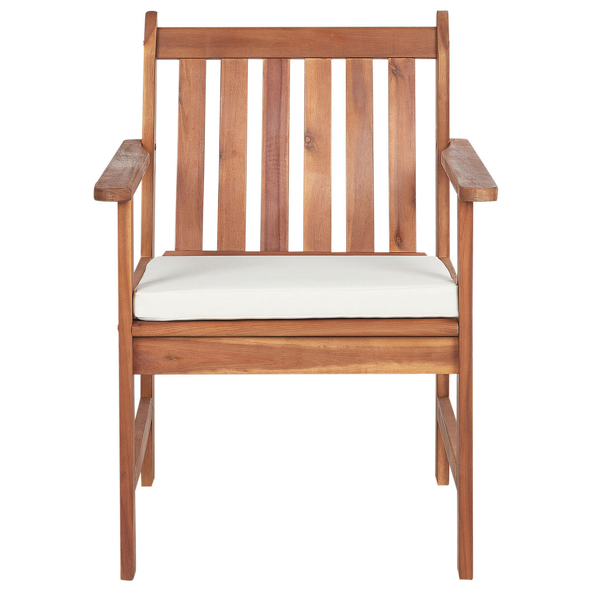 LOUNGE SET 4-Sitzer Akazienholz hellbraun Auflagen weiß Altidona - Creme, Holz - Beliani