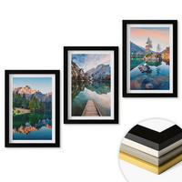 WANDBILDER 3er-Set - 20x30 cm Schwarzer Rahmen - Spiegelung des Waldes in Bergseen - Schwarz, Kunststoff (20/30cm) - ArtPrintCave