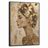 LEINWAND Bilder mit Rahmen - Frau - Gold - Abstrakt - Textur - 70x100 - Goldfarben, Textil (70/100cm) - MuchoWow