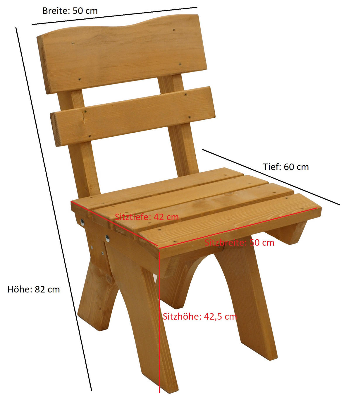 GARTENSTUHL Drieburg aus Kiefer massiv - Braun, Holz (50/82/60cm) - TPFGarden