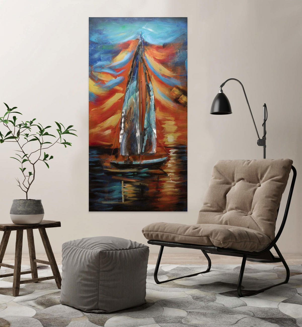 METALLBILD Bunt 60/120 cm - Multicolor, Metall (4.82/120cm) - KUNSTLOFT