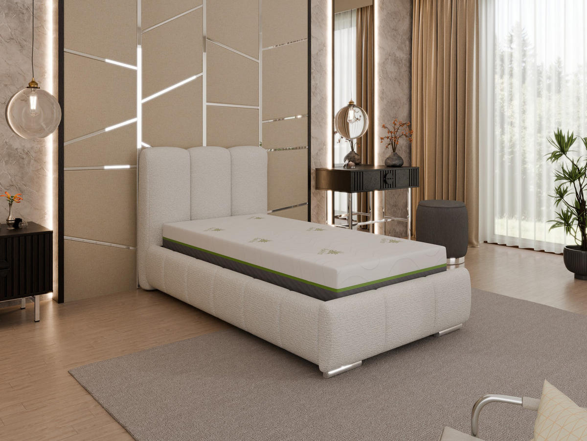 POLSTERBETT Zaira 90x200cm – Elegantes Polsterbett für modernen Wohnstil , ZONIERTE TASCHENFEDERN KOKOS (21cm), cappuccino - Cappuccino, Holz (90/200cm) - Homesy