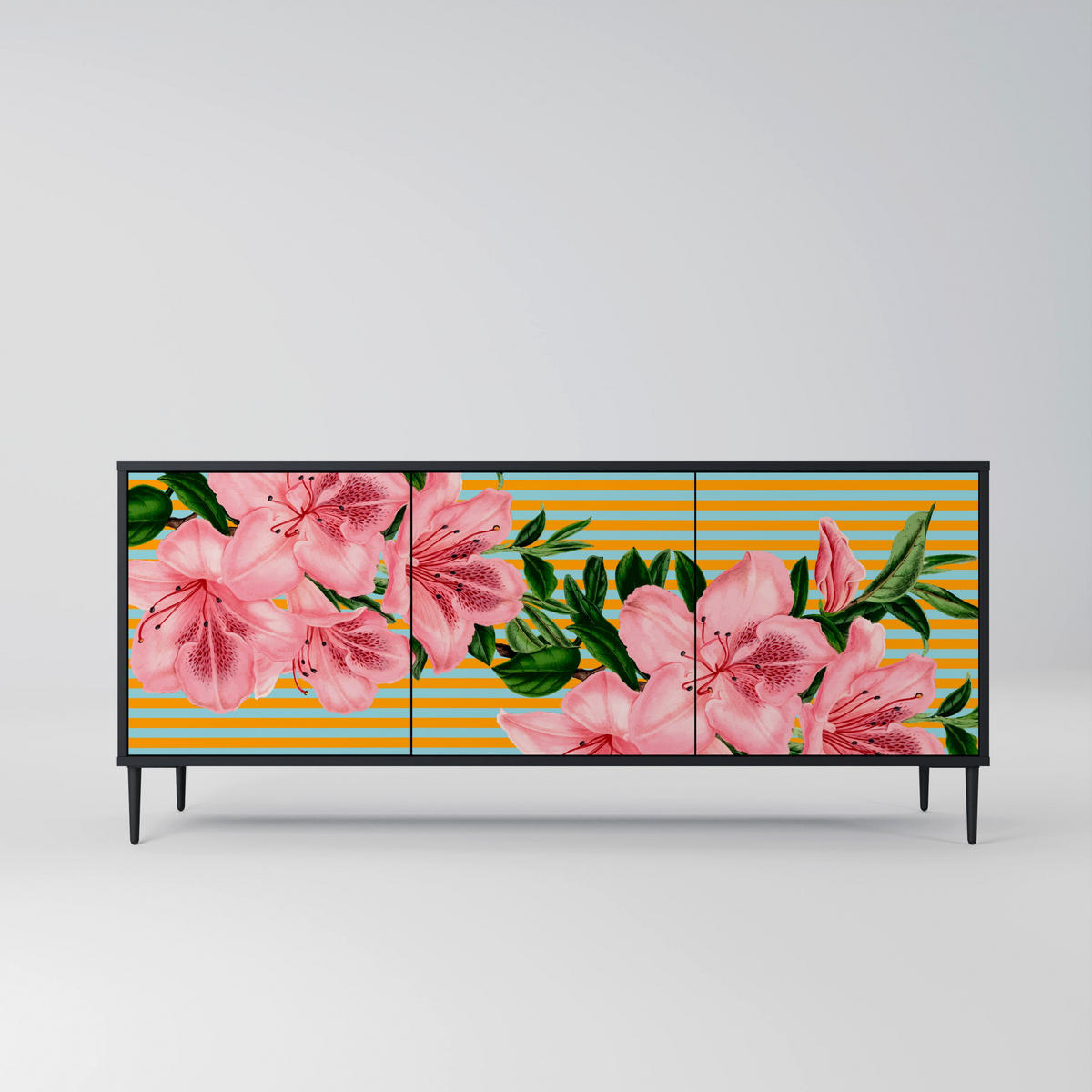 SIDEBOARD FRAGILE BEAUTY, Eicheneffekt, 164,5x42x77,5 cm, 3 Türen - Eichefarben/Buchefarben, Holzwerkstoff/Buchenholz (164.5/77.5/42cm) - SpaceRebels