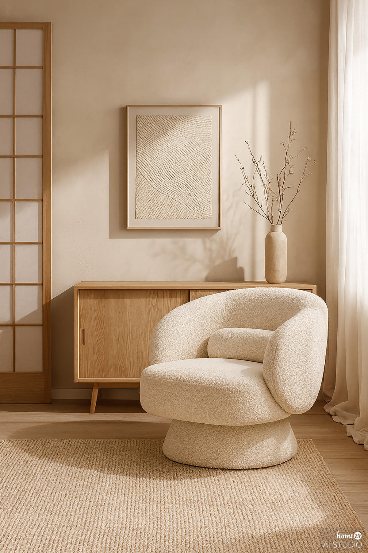 DREHBARER LOUNGESESSEL - Creme, Textil (76/76/71cm) - home24