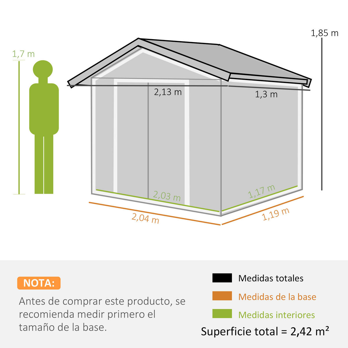 GARTENHAUS Grau 1 Stück - Grau, Kunststoff/Metall (130/185/213cm) - GiPP