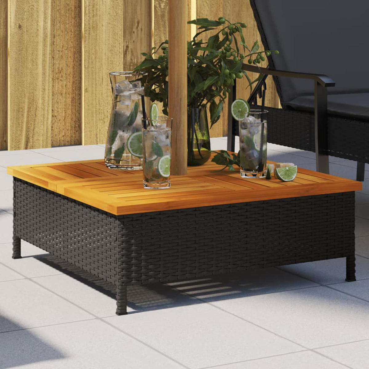 VERKLEIDUNG Für Sonnenschirmständer Schwarz 70/70/25 Cm - Schwarz, Holz (70/70cm) - vidaXL