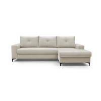 ECKSOFA AVRA L-förmig, mit Stauraumbehälter-in RINO-Stoff, Komfort & Eleganz, lose Rückenkissen, freistehend, RECHTS 251x165x85 cm Beige - Beige, Holz/Textil (251/165cm) - DomoHome